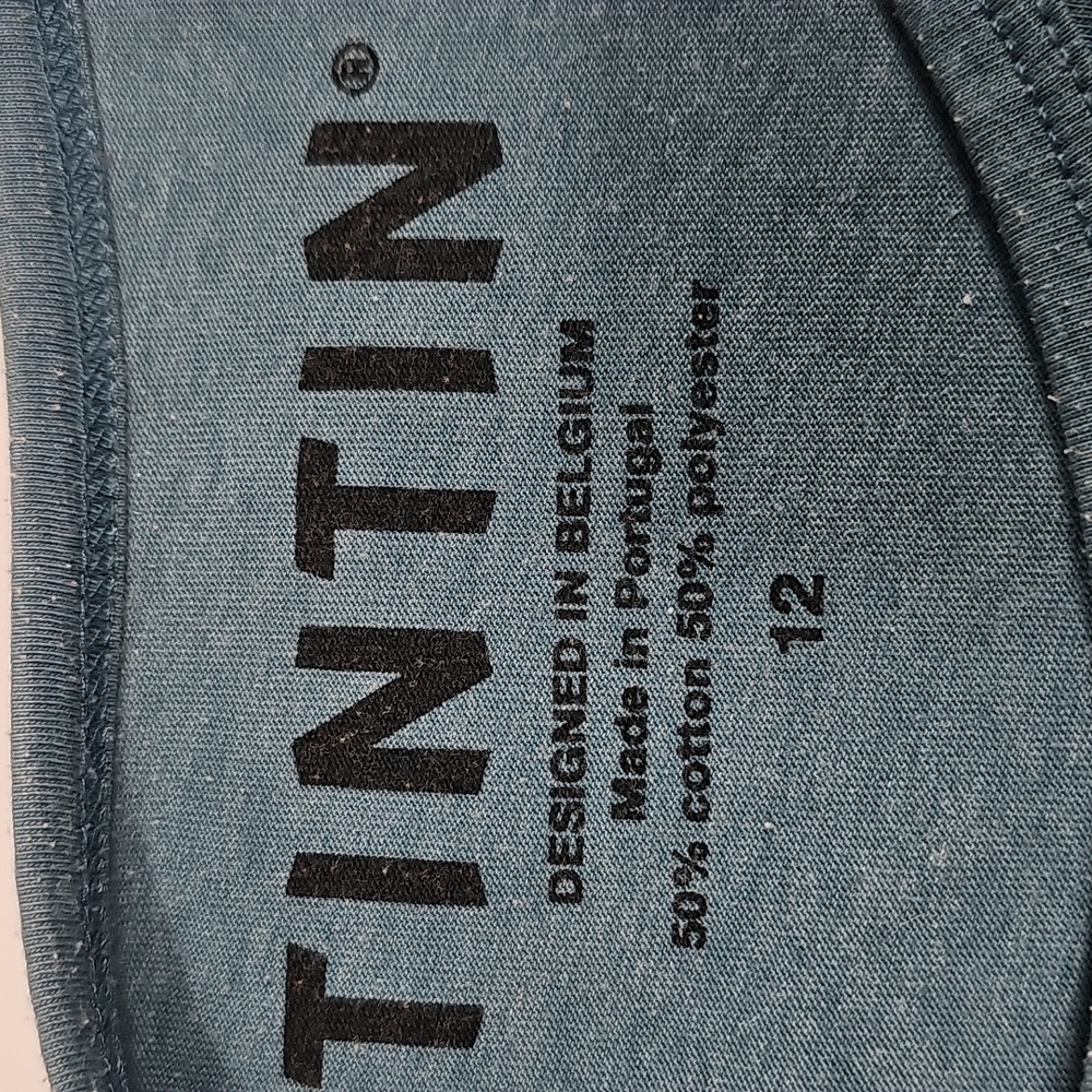 Tintin and Snowy Homecoming Graphic T-Shirt Youth 12 Blue Cartoon Tee Adventure - Picture 8 of 14